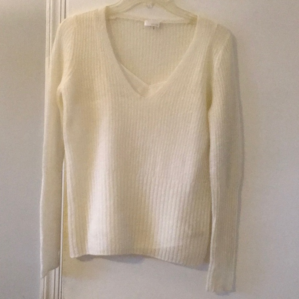 New ecru Lightweight ivory, see-through sweater with built-in removable camisole